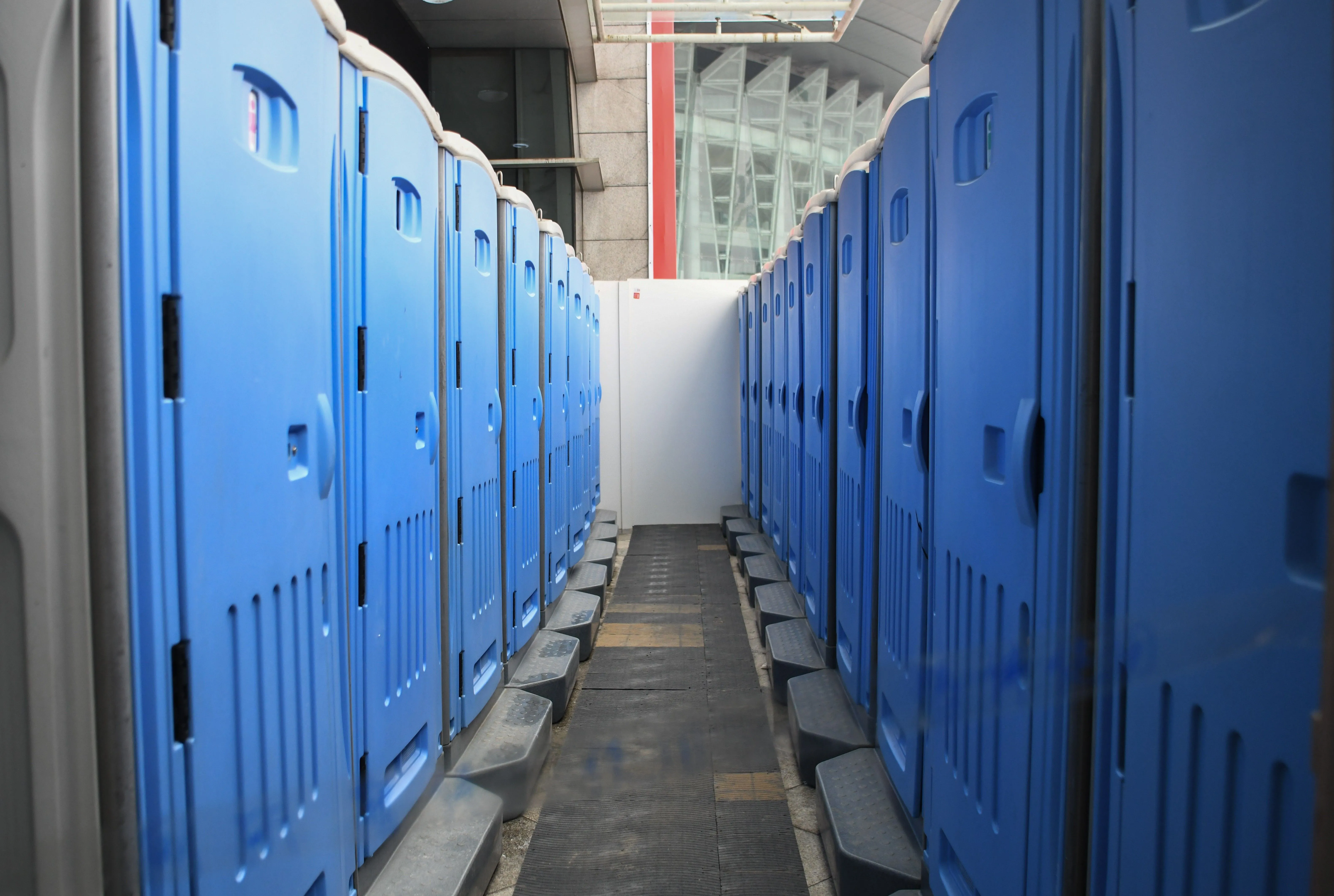 blue portable toilets